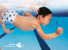 آموزش حرکت سُرخوردن تای چی­ در آب­ به خردسالان سه سال به بالا توسط والدین !! | شناآموز